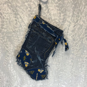 Christmas Stocking Hand Made Denim Distressed WVU